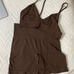 SKIMS biker shorts and bralette set